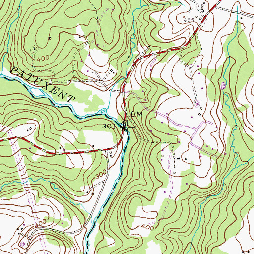 Topographic Map of Snells Bridge, MD