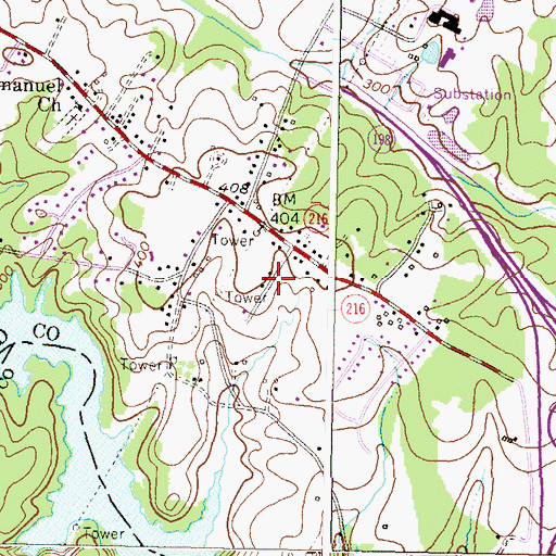 Topographic Map of Tower Acres, MD