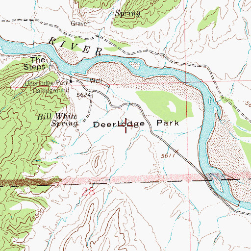 Topographic Map of Deerlodge Park, CO