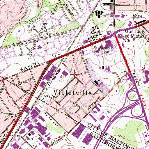 Topographic Map of Bethany Evangelical Lutheran Church, MD