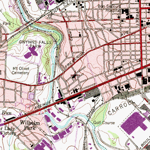 Topographic Map of Betsy Ross Public School (historical), MD