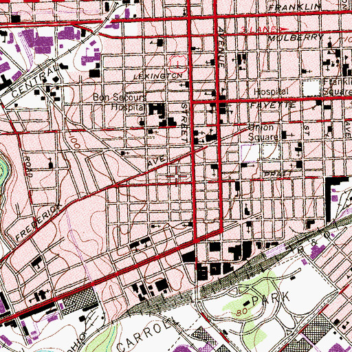 Topographic Map of Bible Days Revival Center (historical), MD