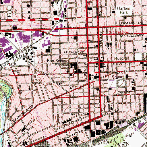 Topographic Map of Central Baptist Church, MD