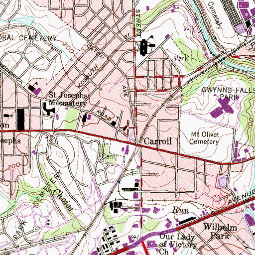 Topographic Map of Evergreen African Methodist Episcopal Church, MD