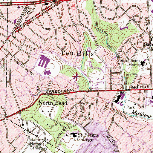 Topographic Map of Greater Baltimore Academy, MD