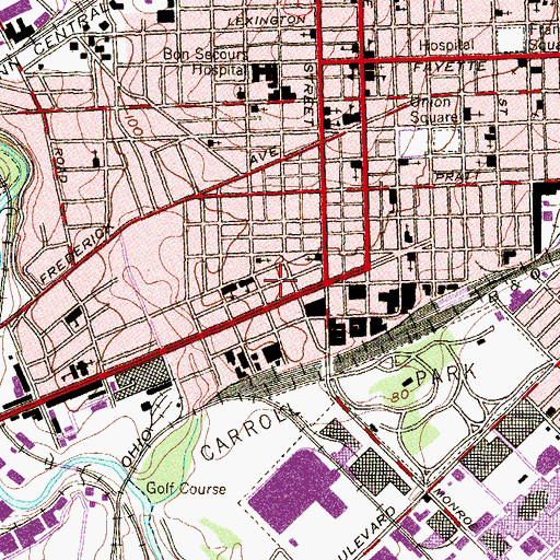 Topographic Map of Pilgrim Holiness Church (historical), MD
