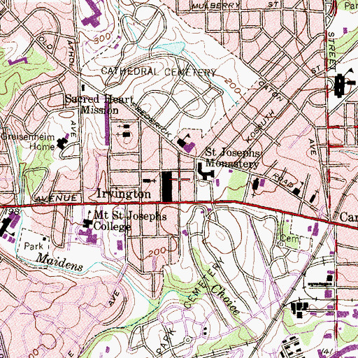 Topographic Map of Pleasant Grove Baptist Church, MD