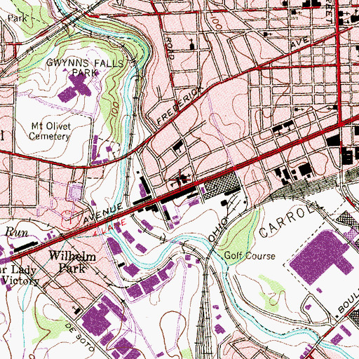 Topographic Map of Saint Benedicts School (historical), MD