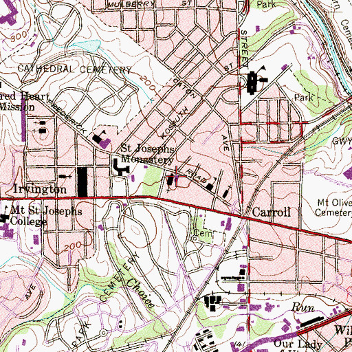 Topographic Map of Saint Josephs School, MD