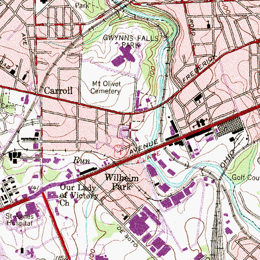 Topographic Map of Baltimore Police Department Southwestern District, MD