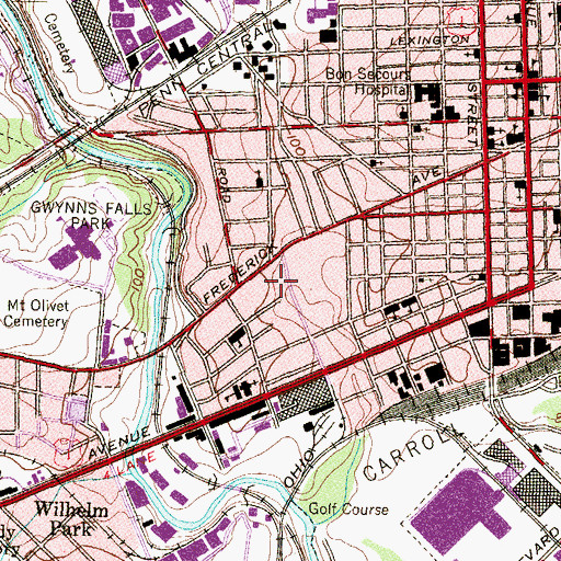 Topographic Map of Westside Shopping Center, MD