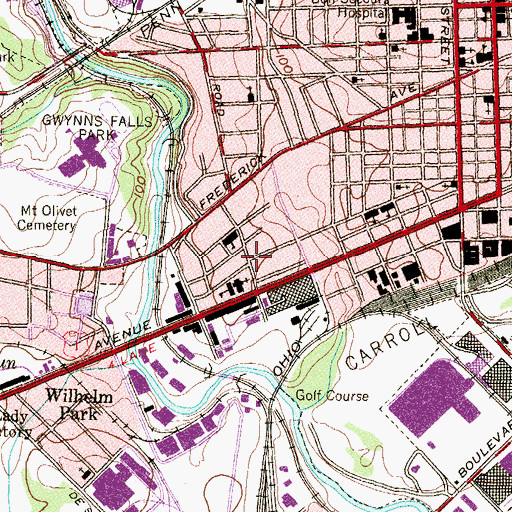 Topographic Map of Wilkins Avenue Recreation Center, MD