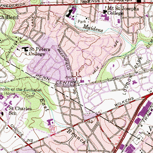 Topographic Map of Yale Heights Baptist Chapel, MD