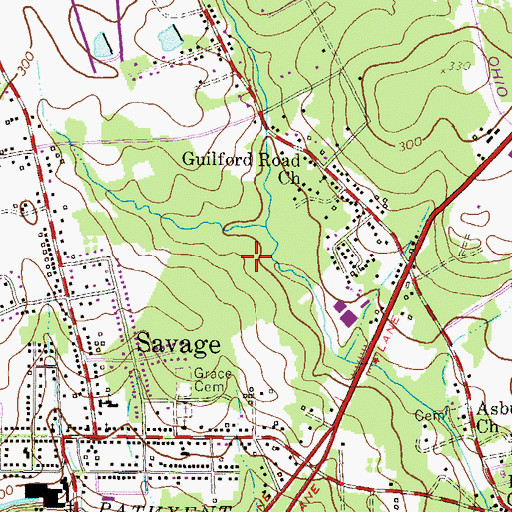 Topographic Map of Autumn Woods, MD