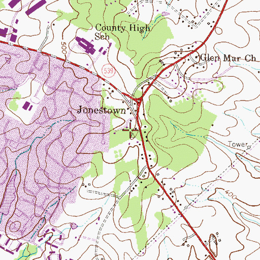 Topographic Map of Barrington Woods, MD