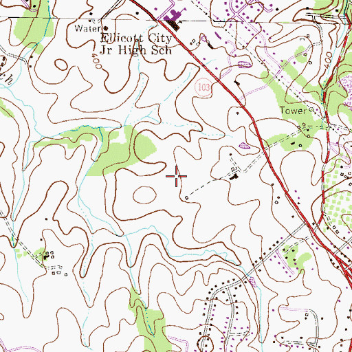 Topographic Map of Brampton Hills, MD