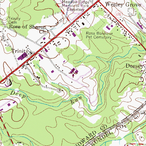 Topographic Map of Brookdale Industrial Park, MD