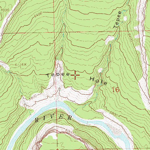 Topographic Map of Tepee Hole, CO