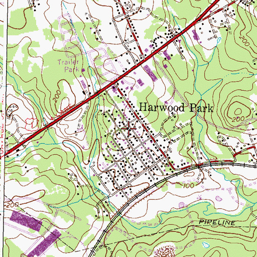 Topographic Map of Harwood Park United Methodist Church, MD