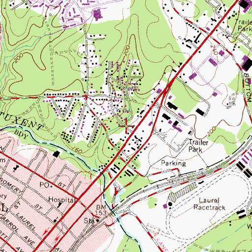 Topographic Map of Montessori School of North Laurel, MD