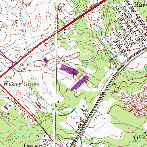 Topographic Map of Route 100 Industrial Park, MD