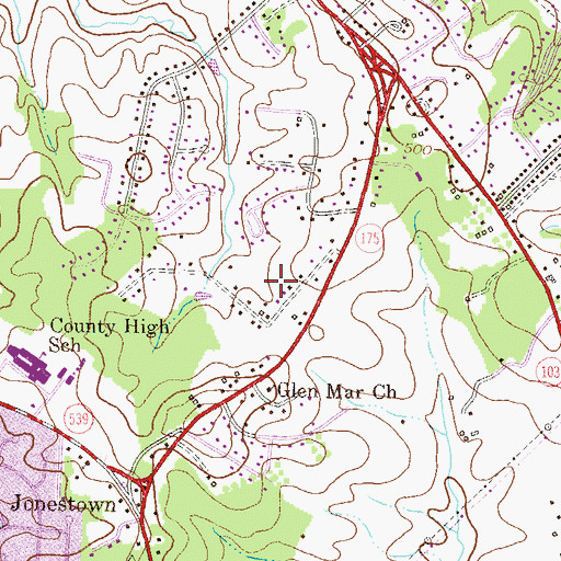 Topographic Map of Valley View, MD