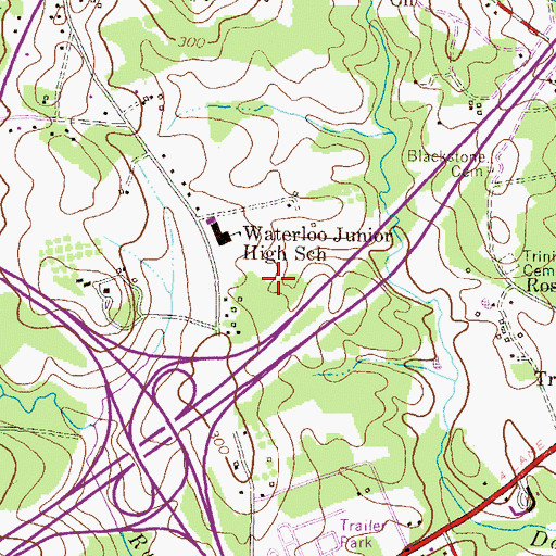 Topographic Map of Waterloo Park, MD