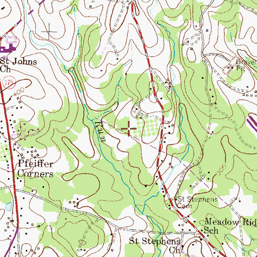 Topographic Map of Woodland Village, MD
