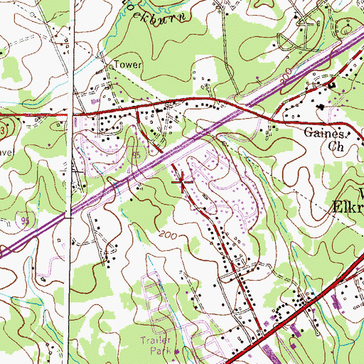 Topographic Map of Hunt Club Estates, MD