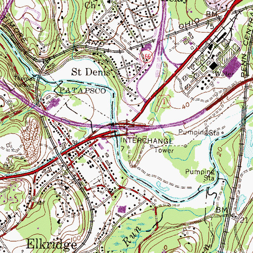 Topographic Map of Interchange 17, MD