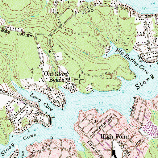 Topographic Map of Beauty Beach, MD