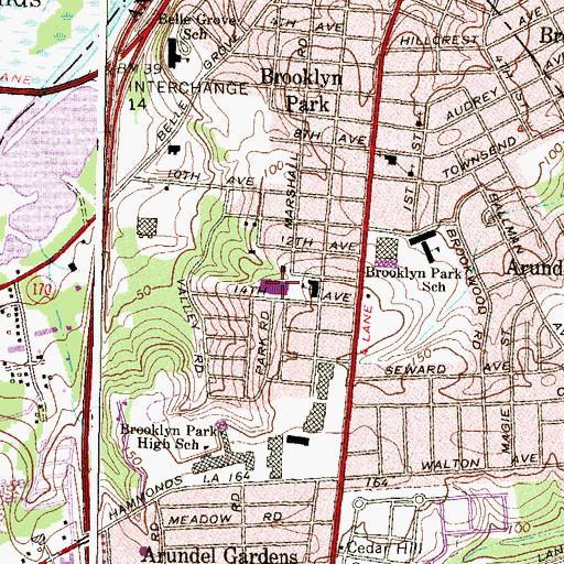 Topographic Map of Brooklyn Park Elementary School, MD