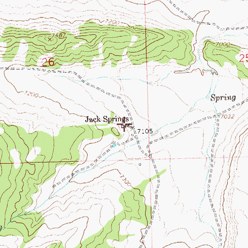 Topographic Map of Jack Springs, CO