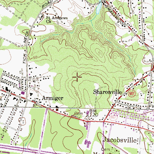 Topographic Map of Chesterfield Plaza, MD