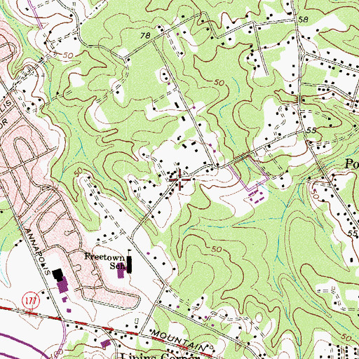 Topographic Map of Free Town School (historical), MD