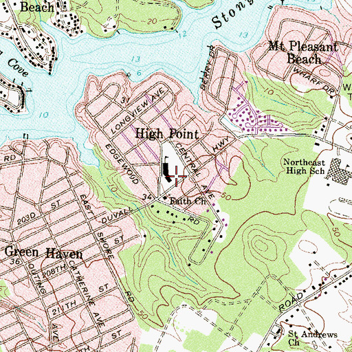 Topographic Map of High Point Elementary School, MD