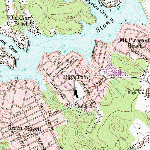 Topographic Map of Highpoint Park, MD
