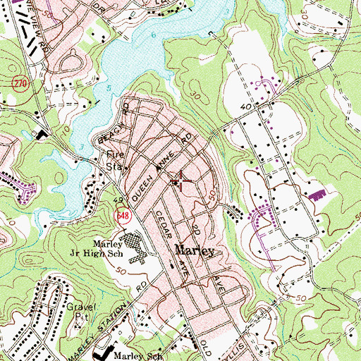 Topographic Map of Marley United Methodist Church, MD