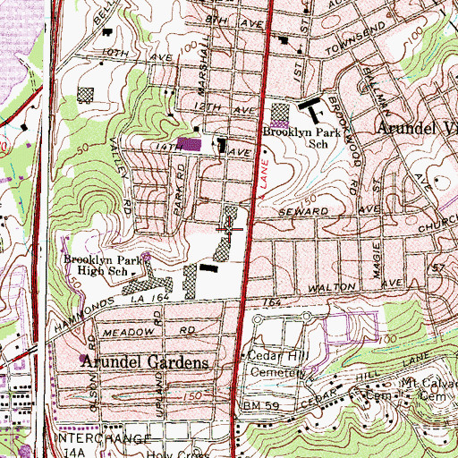 Topographic Map of Ritchie Highway Shopping Center, MD
