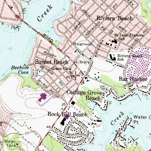 Topographic Map of Riviera Beach Post Office, MD
