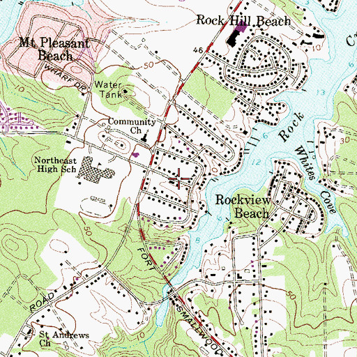 Topographic Map of Rockhill Beach, MD