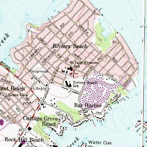 Topographic Map of Saint Jane Frances De Chantal Catholic Church, MD