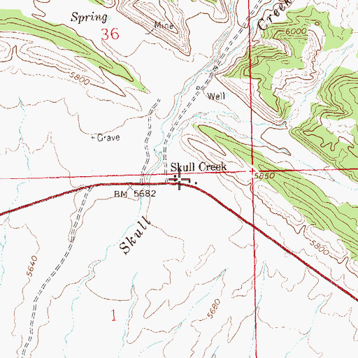 Topographic Map of Skull Creek, CO