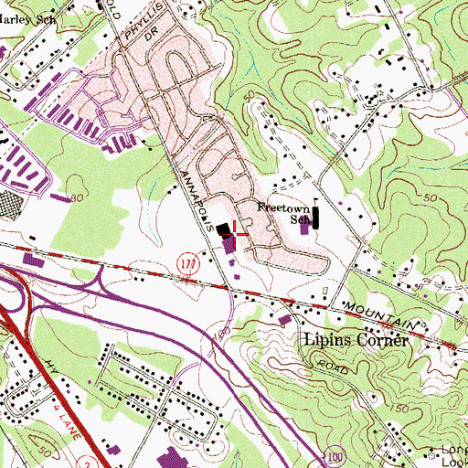 Topographic Map of Marley Crossing Shopping Center, MD