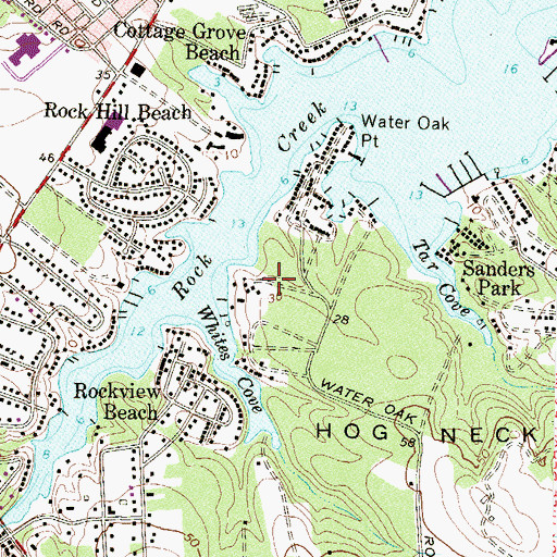 Topographic Map of Water Oak Cove, MD