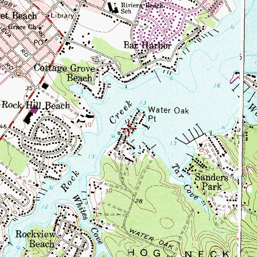 Topographic Map of Water Oak Point, MD