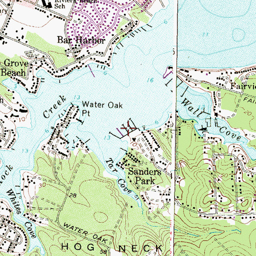 Topographic Map of White Rocks Yachting Center, MD