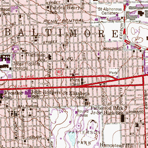 Topographic Map of East Baltimore Baptist Church, MD