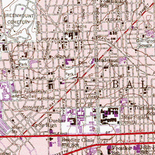 Topographic Map of East Baltimore Deliverance Center, MD