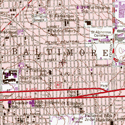 Topographic Map of Evans Temple Church of God in Christ, MD